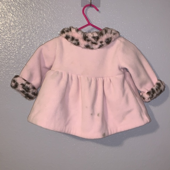 Of Philadelphia Good Lad baby pink cheetah print faux fur peacoat - Picture 4 of 6